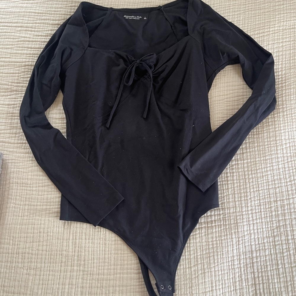 Abercrombie & Fitch Black Long Sleeve Bodysuit size large